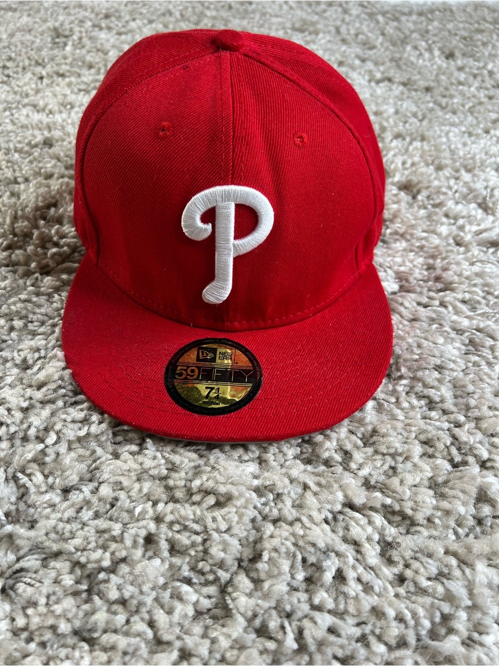 Philadelphia Phillies New Era Red Fitted Cap with White 'P' Logo 7 1/4